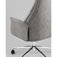 Кресло офисное TopChairs Neoma светло-серый экокожа ткань