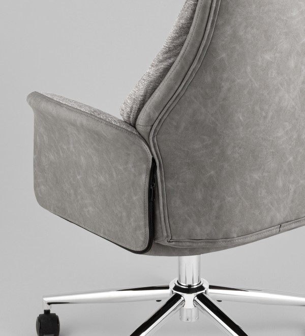 Кресло офисное TopChairs Neoma светло-серый экокожа ткань
