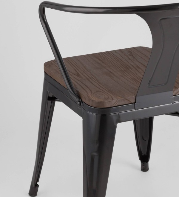 Стул TOLIX ARM WOOD с подлокотниками черный