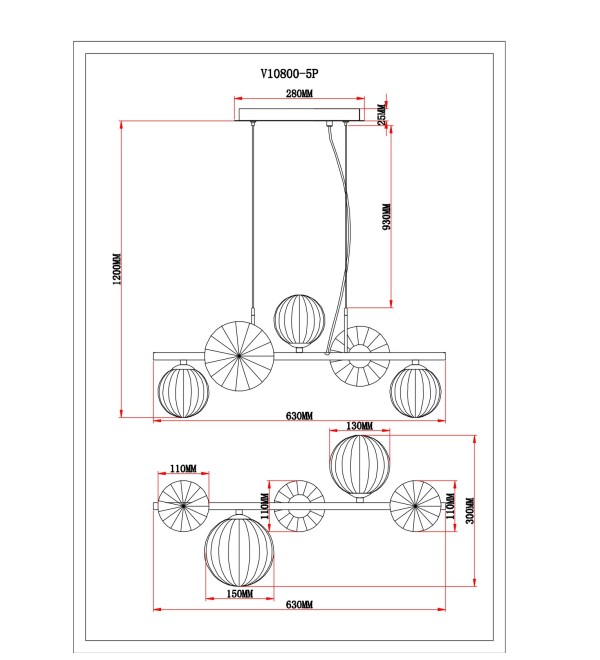 Светильник подвесной Moderli V10800-5P Renny