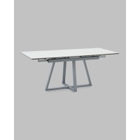 Стол Керас 120-180/80/75 столешница МДФ16/керамика Snow white подстолье металл серый