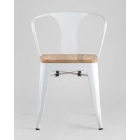 Стул TOLIX ARM WOOD с подлокотниками белый