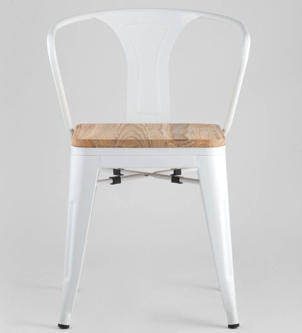 Стул TOLIX ARM WOOD с подлокотниками белый