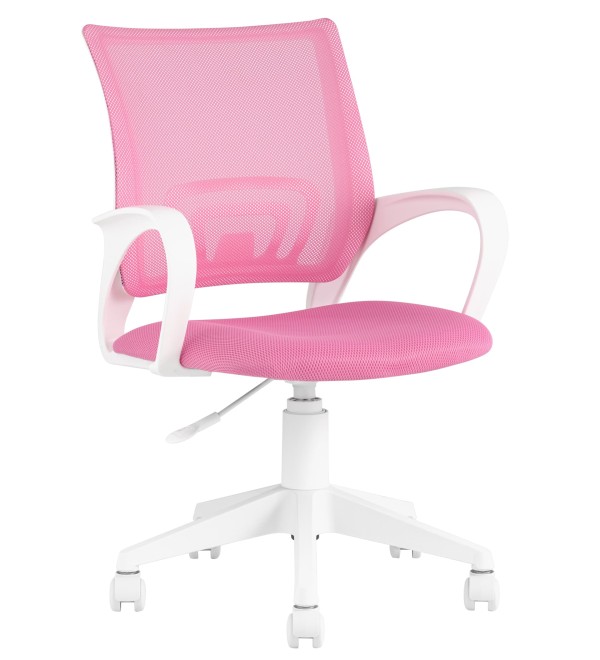 Кресло офисное TopChairs ST-BASIC-W розовый крестовина пластик белый