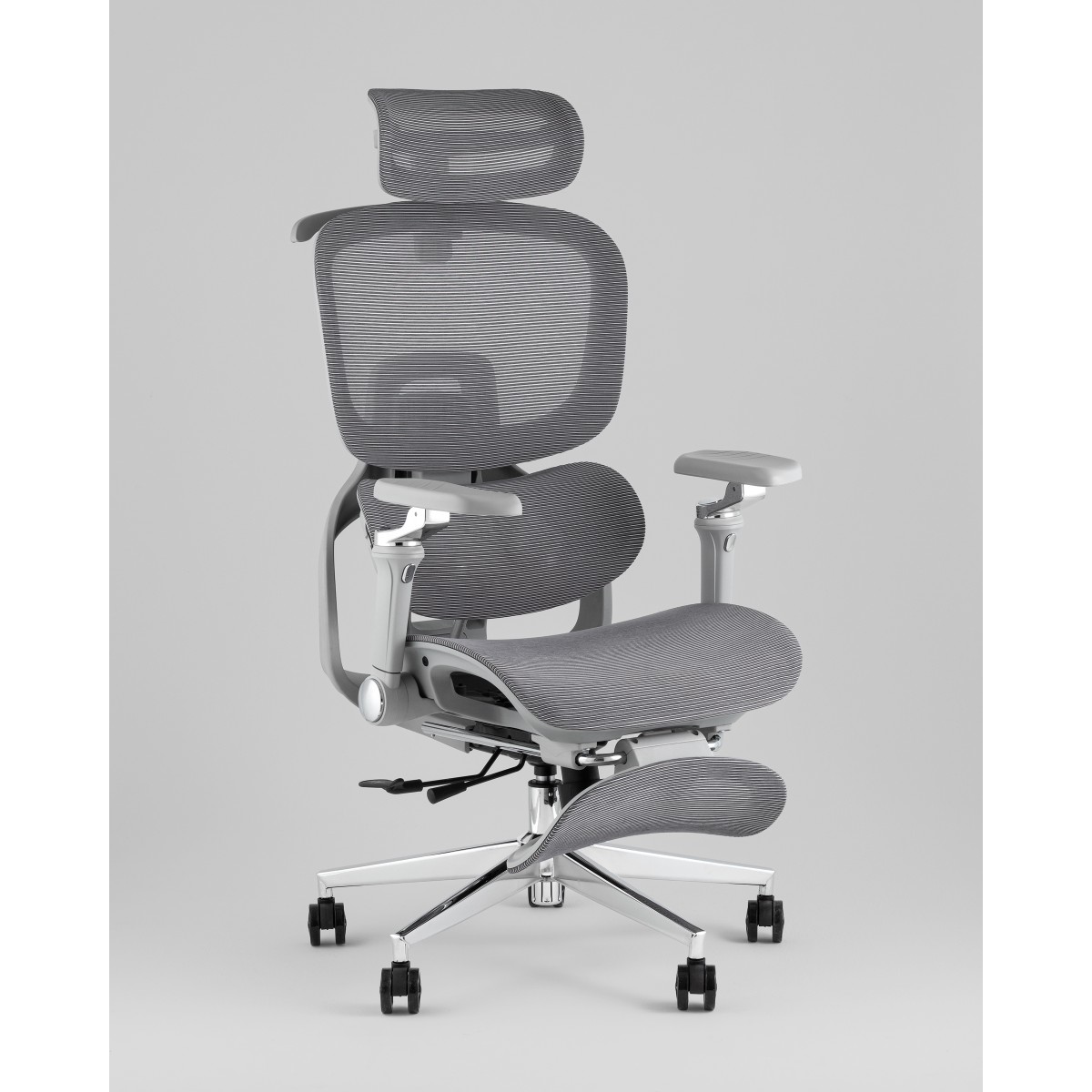 Кресло офисное TopChairs Prodigy с оттоманкой серый