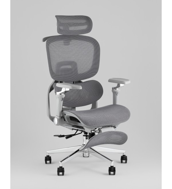 Кресло офисное TopChairs Prodigy с оттоманкой серый