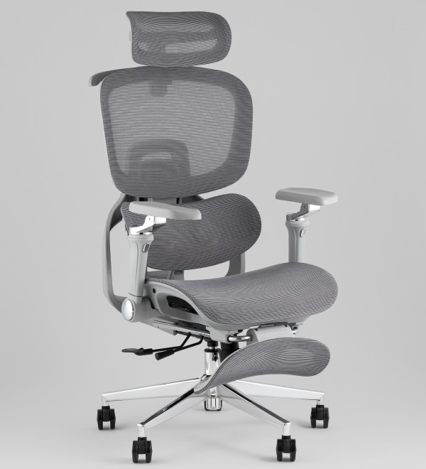 Кресло офисное TopChairs Prodigy с оттоманкой серый