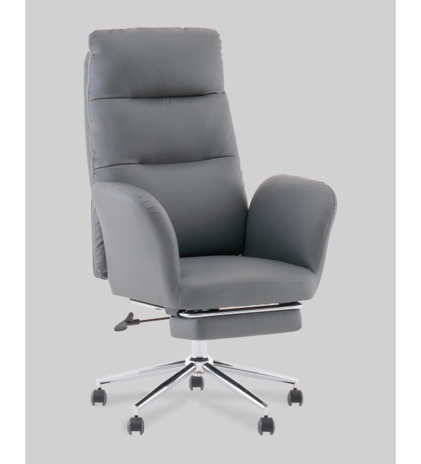 Кресло руководителя TopChairs Solid с оттоманкой серый