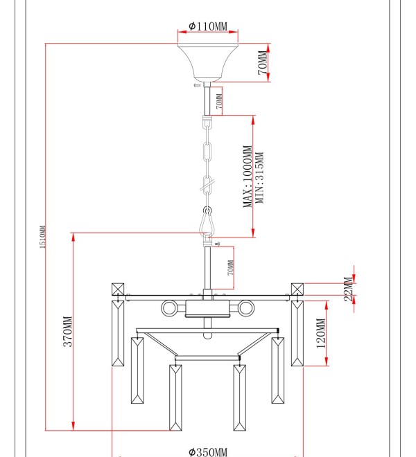 Люстра подвесная Moderli V10736-4P Crystal