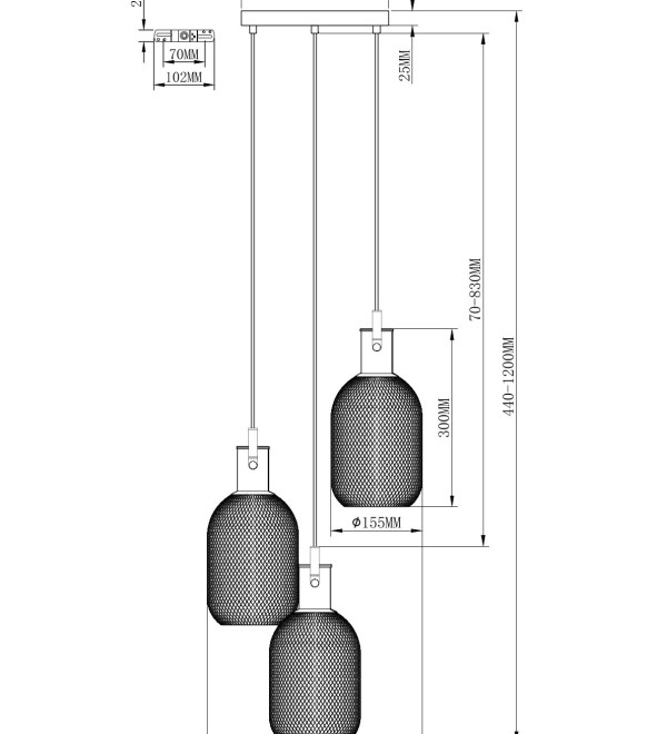 Подвесной светильник Moderli V2802-3P Alina