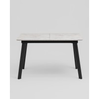 Стол Batu new 120-160/80/76 столешница ЛМДФ ароза светлая подстолье металл черный