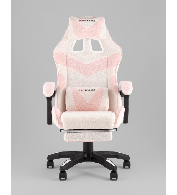 Кресло спортивное TopChairs MG-7019 букле бело-розовый