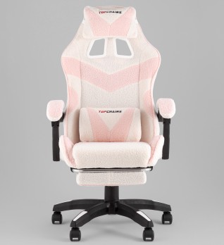 Кресло спортивное TopChairs MG-7019 букле бело-розовый