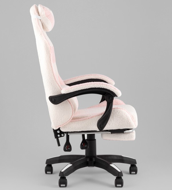 Кресло спортивное TopChairs MG-7019 букле бело-розовый