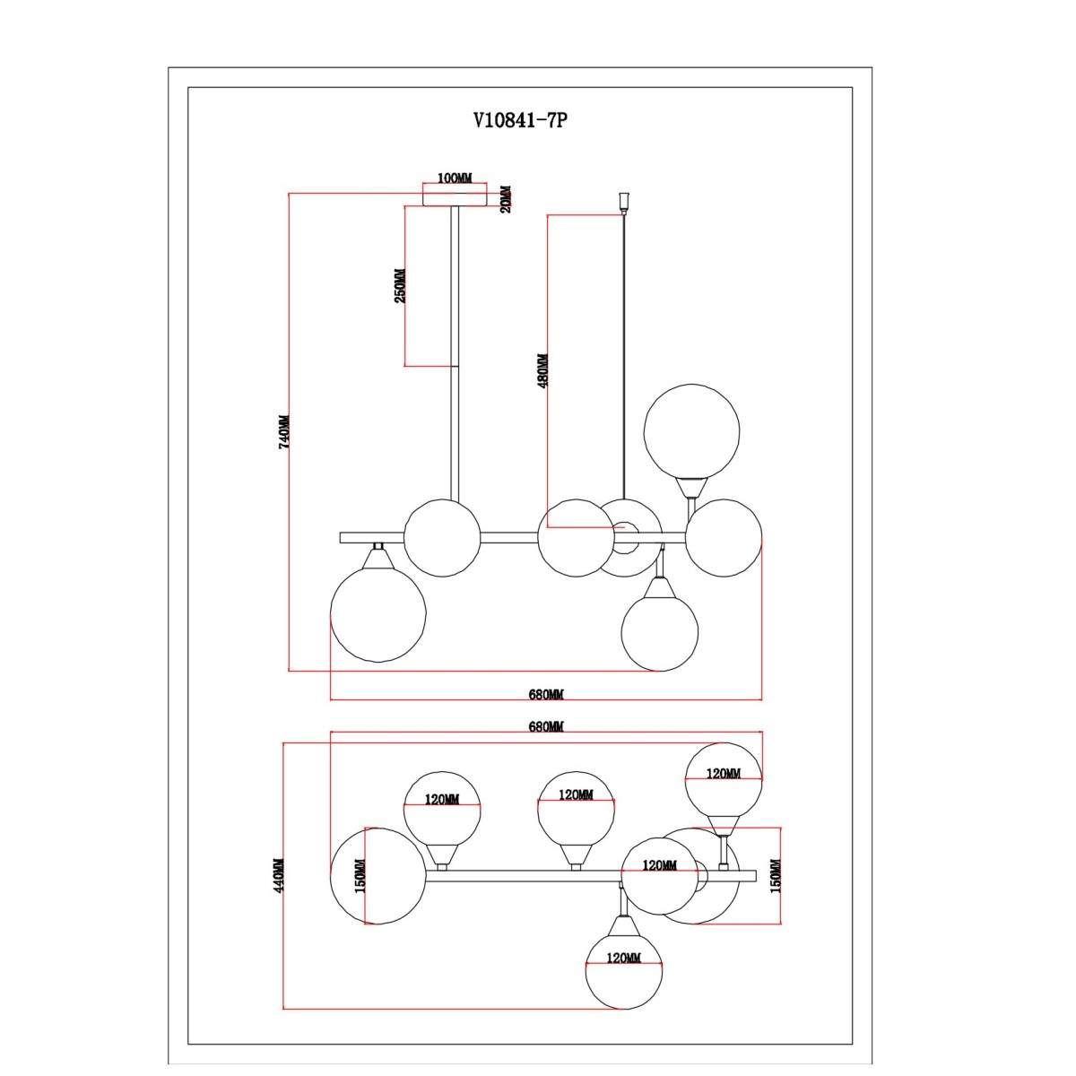 Светильник подвесной Moderli V10841-7P Molecule