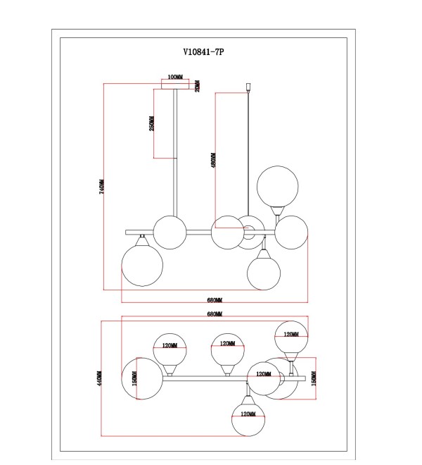 Светильник подвесной Moderli V10841-7P Molecule