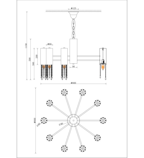 Люстра подвесная Moderli V10010-10P Klimand