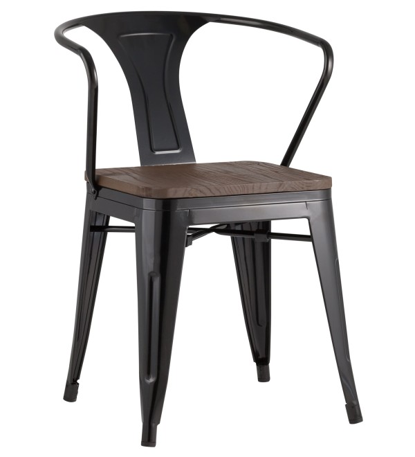 Стул TOLIX ARM WOOD с подлокотниками черный