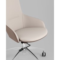 Кресло руководителя TopChairs Soulo светло-серый, коричневый
