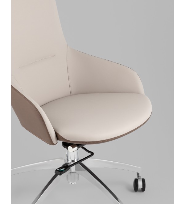 Кресло руководителя TopChairs Soulo светло-серый, коричневый