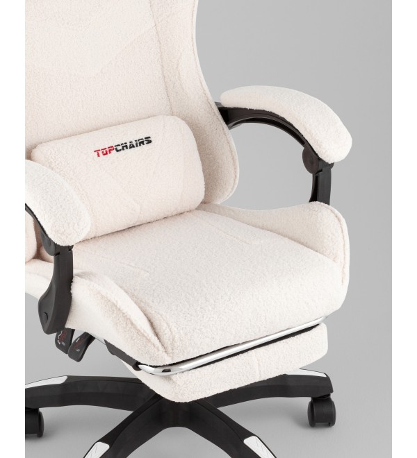 Кресло спортивное TopChairs MG-7019 букле белый