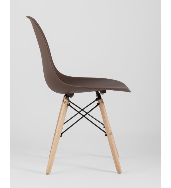 Стул Eames Style DSW коричневый x4 (разборный каркас)