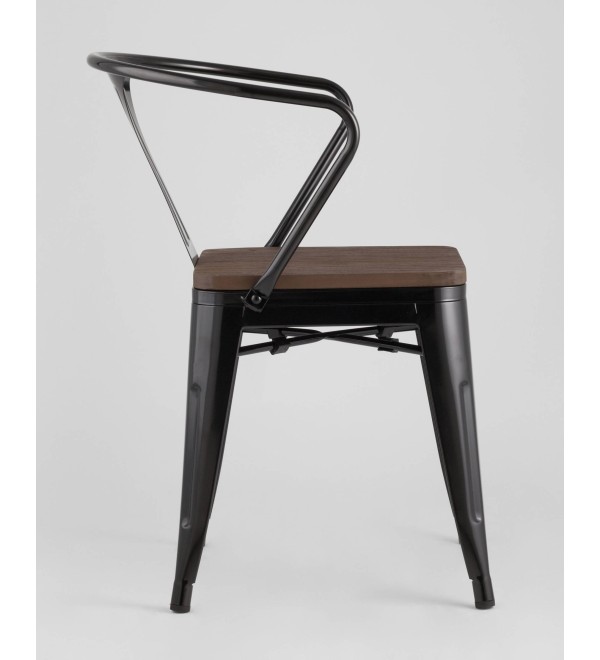 Стул TOLIX ARM WOOD с подлокотниками черный