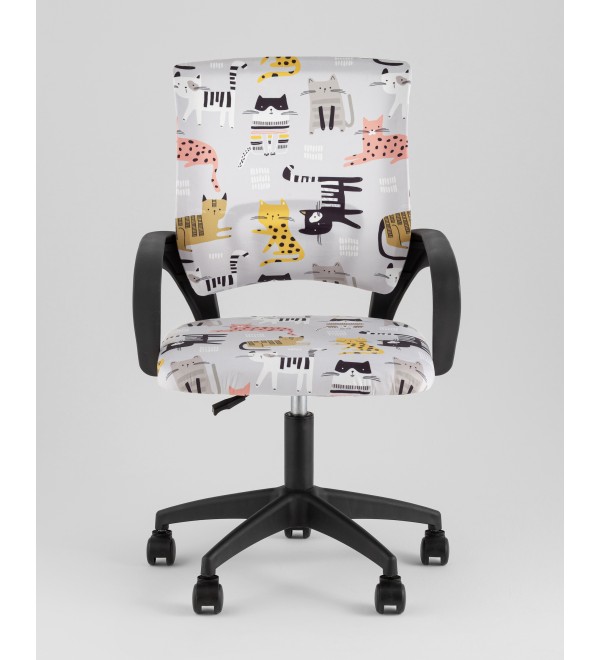 Кресло офисное TopChairs Simple SN Junior принт Blue Cats пластик черный