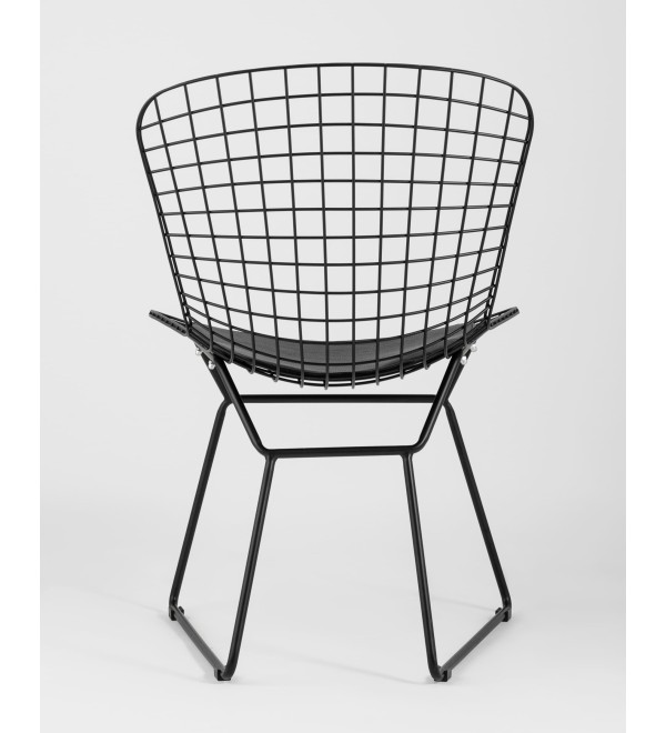 Стул обеденный Bertoia черный с черной подушкой