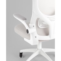 Кресло офисное TopChairs Core серый с подголовником пластик белый