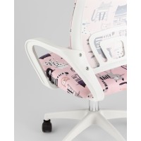 Кресло офисное TopChairs Simple SN Junior принт Pink Cats пластик белый