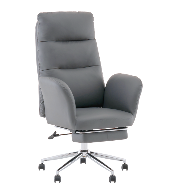 Кресло руководителя TopChairs Solid с оттоманкой серый