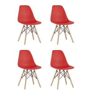 Стул Eames Style DSW красный x4 (разборный каркас)
