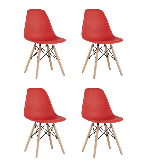 Стул Eames Style DSW красный x4 (разборный каркас)