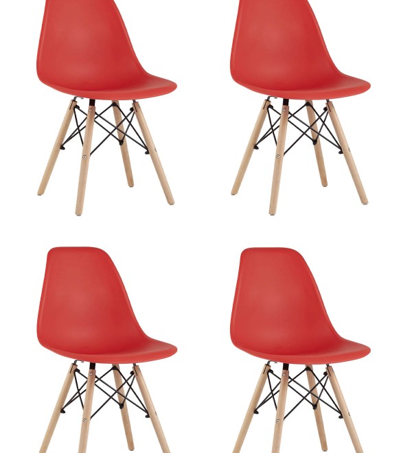 Стул Eames Style DSW красный x4 (разборный каркас)