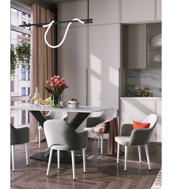 Стол обеденный Belle 160х90 белый мрамор