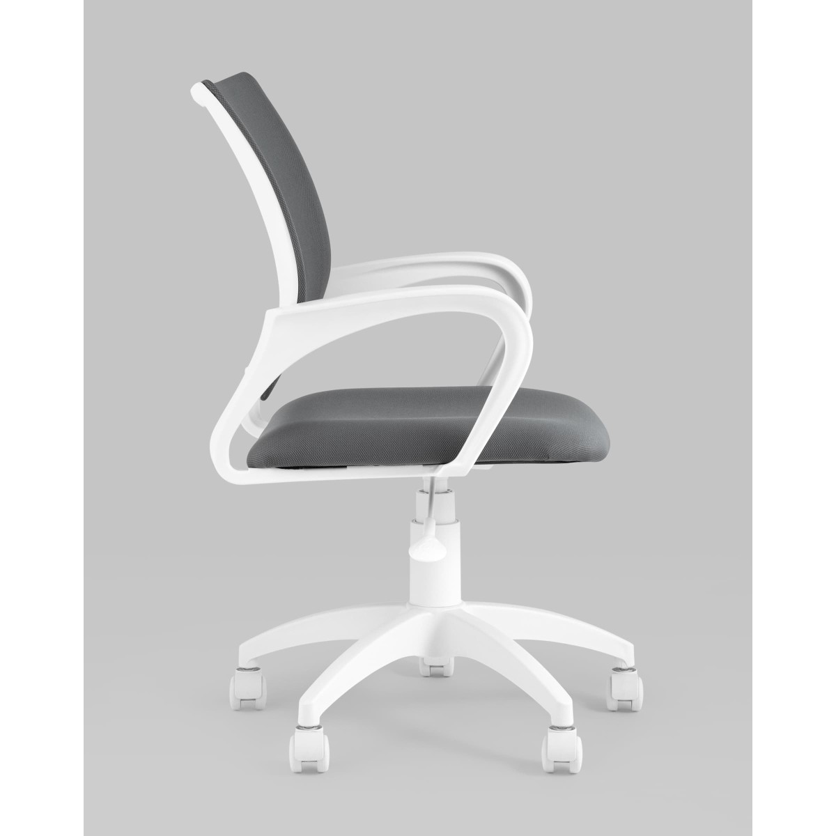 Кресло офисное Topchairs ST-BASIC-W серая ткань крестовина белый пластик