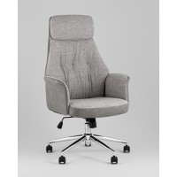 Кресло офисное TopChairs Neoma светло-серый экокожа ткань