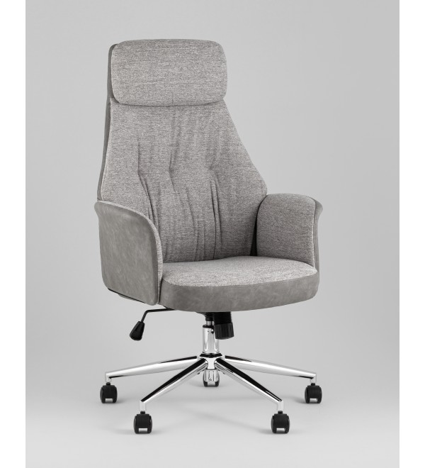 Кресло офисное TopChairs Neoma светло-серый экокожа ткань