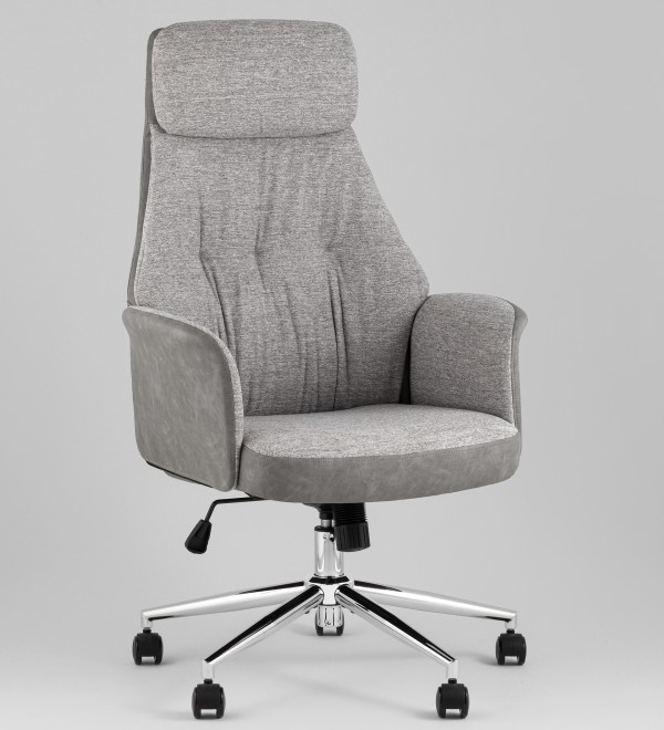 Кресло офисное TopChairs Neoma светло-серый экокожа ткань