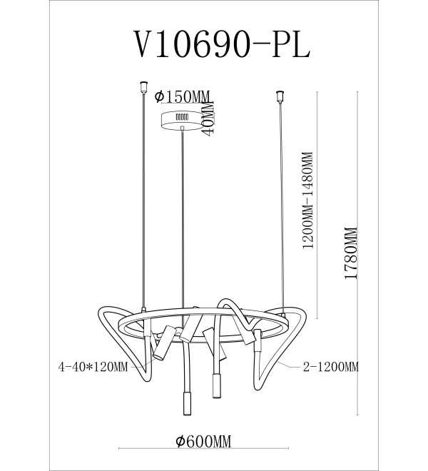 Светильник подвесной светодиодный Moderli V10690-PL True