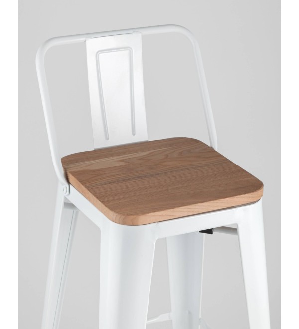 Стул барный TOLIX WOOD со спинкой белый глянцевый