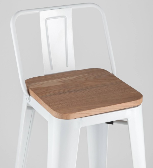 Стул барный TOLIX WOOD со спинкой белый глянцевый