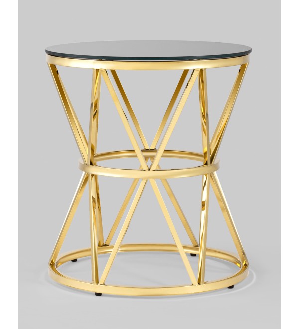 Журнальный стол 50*50 ВИВА золото стекло черное