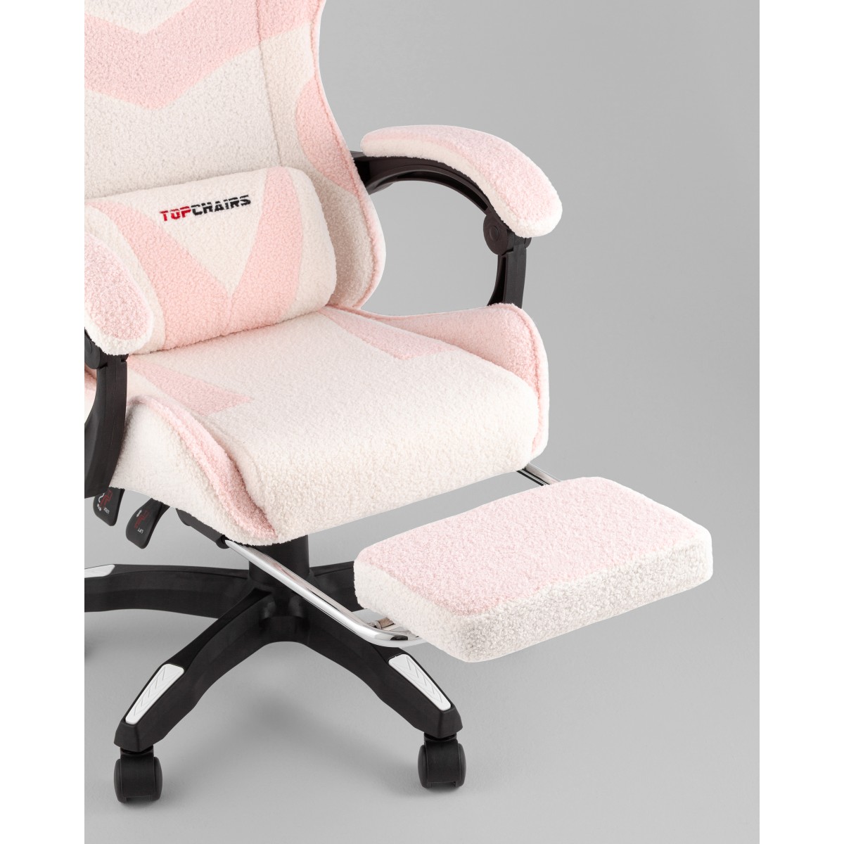 Кресло спортивное TopChairs MG-7019 букле бело-розовый