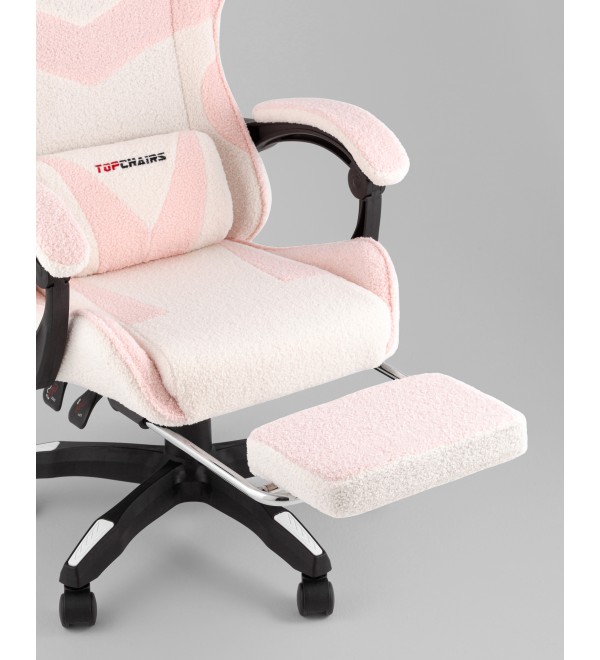 Кресло спортивное TopChairs MG-7019 букле бело-розовый