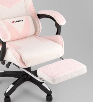 Кресло спортивное TopChairs MG-7019 букле бело-розовый