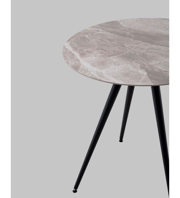 Стол Ники круглый столешница керамика Italian light grey 800