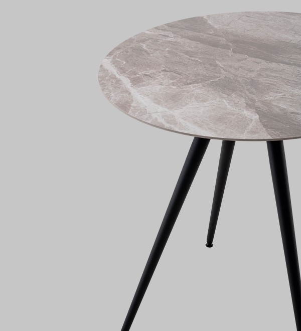 Стол Ники круглый столешница керамика Italian light grey 800