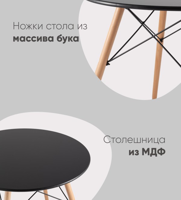 Стол круглый EAMES DSW NEW D=80 черный